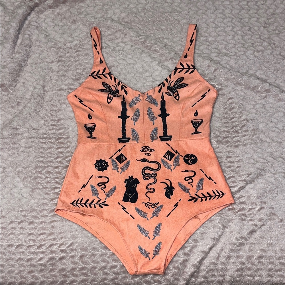 Serpent & Bow custom and handmade salmon pink leotard